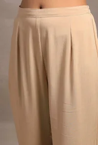 Ecru Straight Fit Narrow Pants image 5