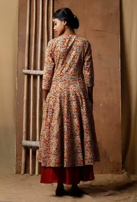 Set of 2: Kalamkari kalidaar Kurta and Red Pallazos image 2