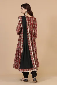 Baagh Border Black Cotton Dupatta with Lace image 3