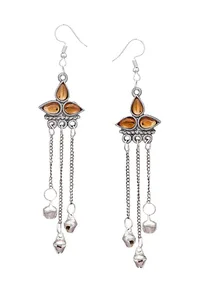 Yellow Tri-Leaf Afghan German Silver Earrings image 2