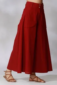 Maroon High Waist Pants With Front Pockets image 2