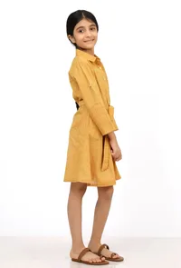 Rustic Melange Cotton Tunic Dress With Waist Belt image 3