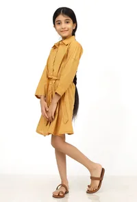 Rustic Melange Cotton Tunic Dress With Waist Belt image 4