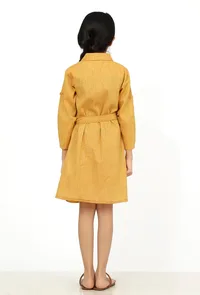 Rustic Melange Cotton Tunic Dress With Waist Belt image 5