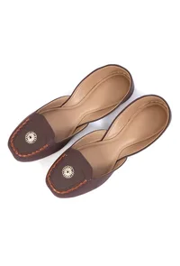 Brown Jutti with German Silver Charm and Handwork image 3