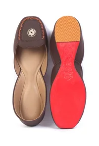 Brown Jutti with German Silver Charm and Handwork image 4