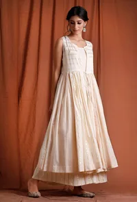 Golden Off White Cotton Cape image 3