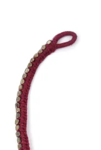 Set Of 2: Cia Maroon Thread & Antique Plated Brass Beaded Anklets image 4