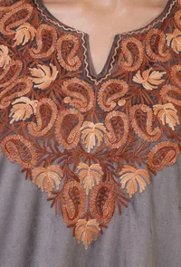 Grey Velvet Ari Embroidered Kurta & Pant Set- Free Size image 5