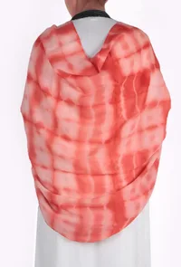White & red clamp dyed pure wool shawl image 2