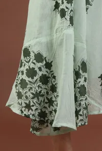 Sage Green Floral Printed Flared Maxi Dress image 6