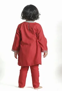 Merry Red Pure Woollen Phiran set image 3