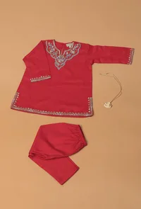 Merry Red Pure Woollen Phiran set image 4