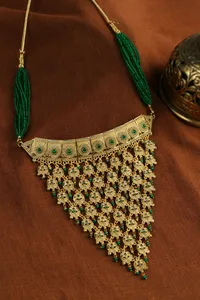 Ethnic Opulent Green Statement Necklace image 1