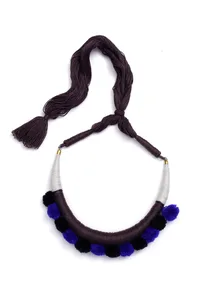 Onyx Black Tribal Thread Necklace image 2