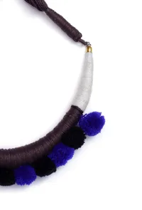 Onyx Black Tribal Thread Necklace image 3