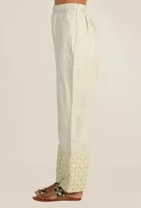 Beige Cotton Apllique Palazzo image 2
