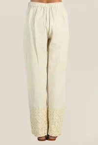 Beige Cotton Apllique Palazzo image 3
