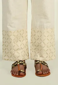 Beige Cotton Apllique Palazzo image 4