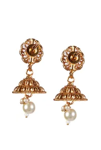 Devika Drape Temple Heritage Kemp Necklace Set with Pearls image 6