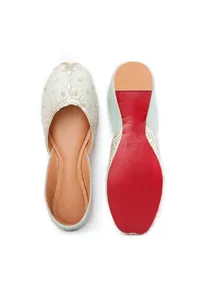 Mint Dabka Embroidered Silk Juttis image 3