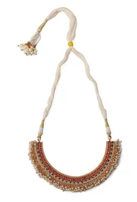 Stunning Guttapusalu Necklace & Jhumka Set In Antique Gold image 3