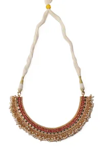 Stunning Guttapusalu Necklace & Jhumka Set In Antique Gold image 4