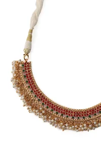 Stunning Guttapusalu Necklace & Jhumka Set In Antique Gold image 5