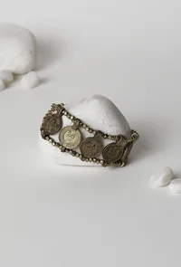 Two Layer Oxidized Coin Anklet image 1