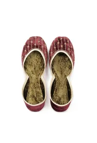 Mule Wine Contrast Velvet Jutti image 1