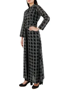 Set Of Black Chikankari Georgette Kurta And Silk Pants image 3