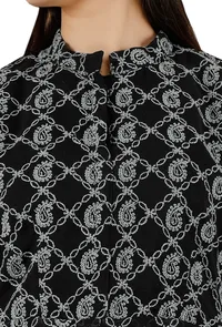 Set Of Black Chikankari Georgette Kurta And Silk Pants image 5