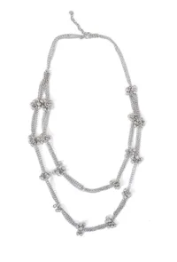 Fatima Double Layer Silver Tribal Necklace image 2