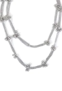 Fatima Double Layer Silver Tribal Necklace image 3