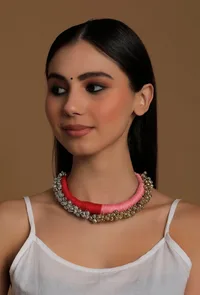 Lishika Duo Red and Pink Tribal Ghungroo Necklace image 1