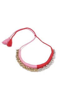 Lishika Duo Red and Pink Tribal Ghungroo Necklace image 2