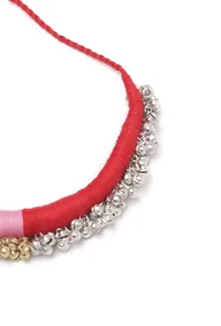 Lishika Duo Red and Pink Tribal Ghungroo Necklace image 3