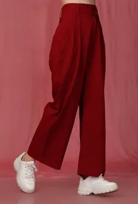 Red Plain Linen Pant image 2