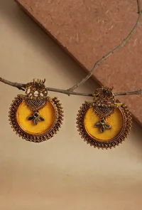 Majestic Yellow Elephant Jhumkas image 1