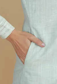 Light Grey Cotton Khadi Kurta image 6