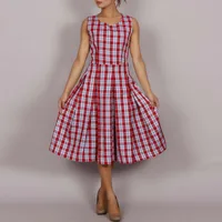 Madras check pleated dress image 1