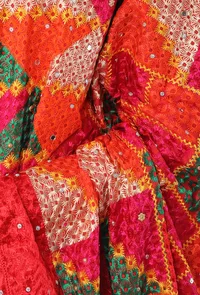 Tomatoe red allover embriodred phoolkari dupatta image 4