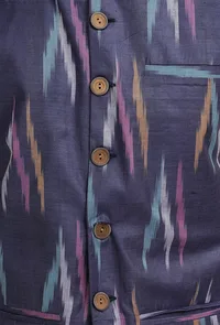 Azure Blue Ikat Nehru Jacket image 6