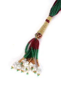 Rajvilas Temple Heritage Kemp Necklace Set with Pearls image 4