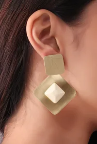 Tri Squared Brass Earrings image 2