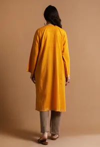 Carrot Orange Kashmiri Sozni Embroidery Phiran-Free Size image 4