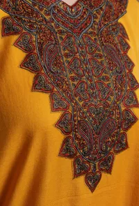 Carrot Orange Kashmiri Sozni Embroidery Phiran-Free Size image 5