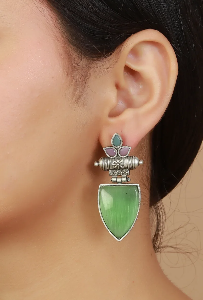 Mint Petal Drop Earrings