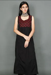 Black Dress With Kantha Embroidery image 1