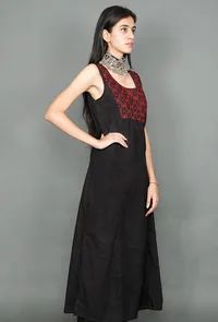 Black Dress With Kantha Embroidery image 2